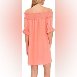 CeCe coral off the shoulder pink dress